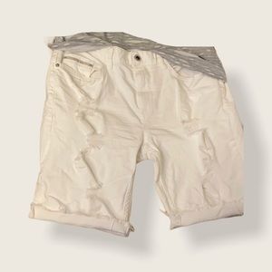 Calvin Klein Mens Distressed White Denim Shorts